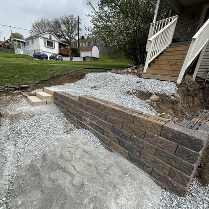 Hardscape retaining wall and walkway detail