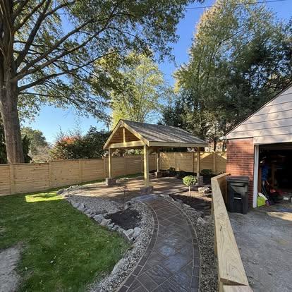 Seasonal planting and mulch in a front yard
